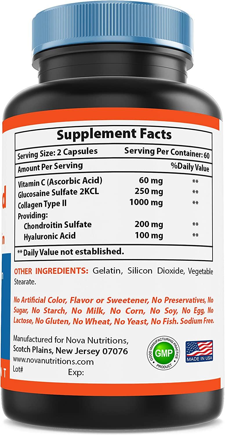 Nova Nutritions Hyaluronic Acid 100mg/serving Promotes Youthful Skin & Healthy Joint Function