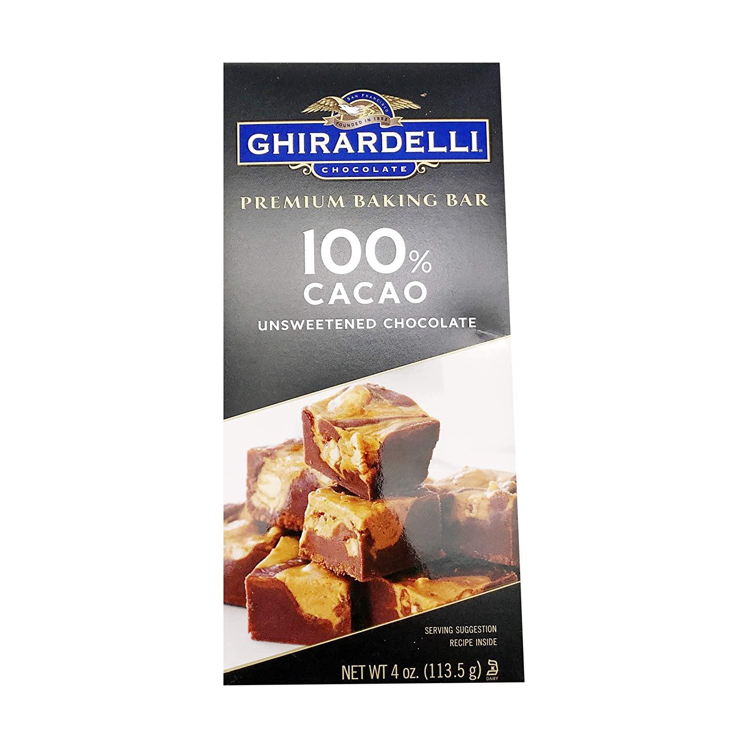 GHIRARDELLI Premium 100 Cacao Unsweetened Chocolate Baking Bar, 4 OZ Bar