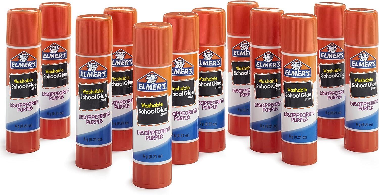 Elmers School Glue Sticks, Washable, Disappearing Purple - 6 pack, 6 g sticks