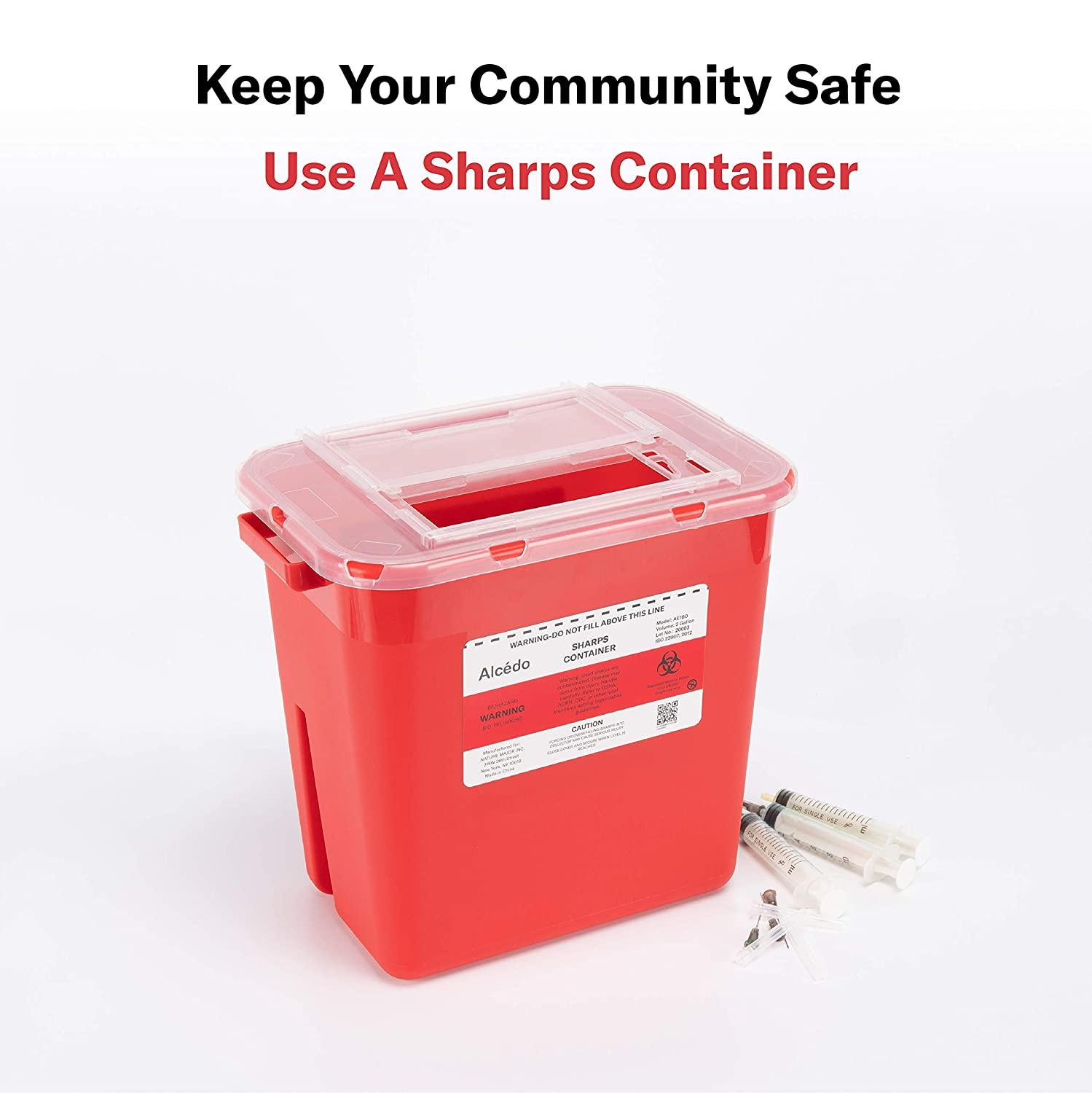 Alcedo Sharps Container for Home Use 2 Gallon (3Pack), Biohazard