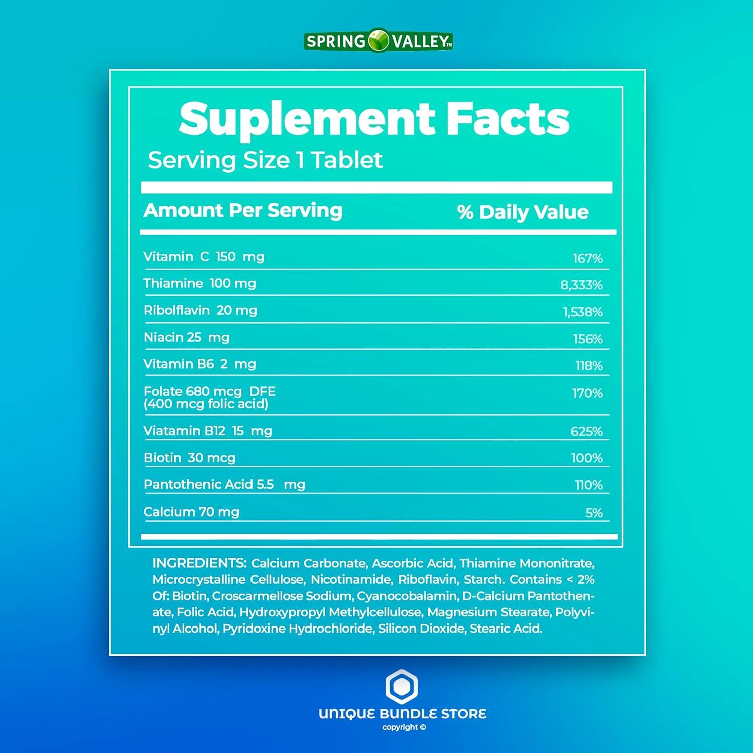 Spring Valley Super Vitamin B Complex 250 Count Tablets with 7 Day Pill