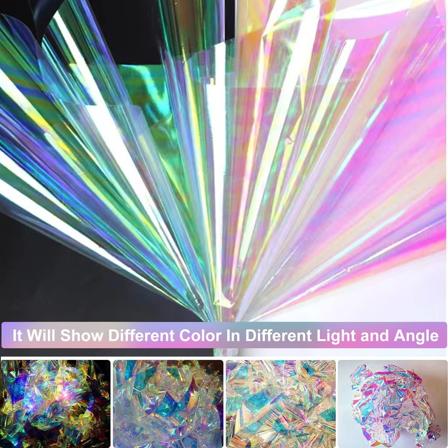 Whaline 1 Roll Iridescent Cellophane Wrap Rainbow Wrapping Film Iridescent  Wrapping Paper Clear Folded Flat Rainbow Color Cellophane Wrap Roll for