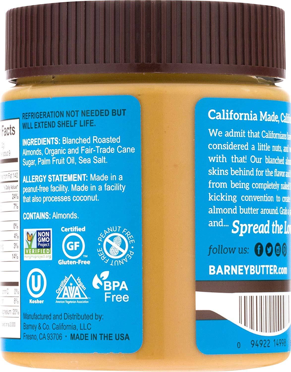 BARNEY Almond Butter, Smooth, Paleo Friendly, KETO, NonGMO, SkinFree