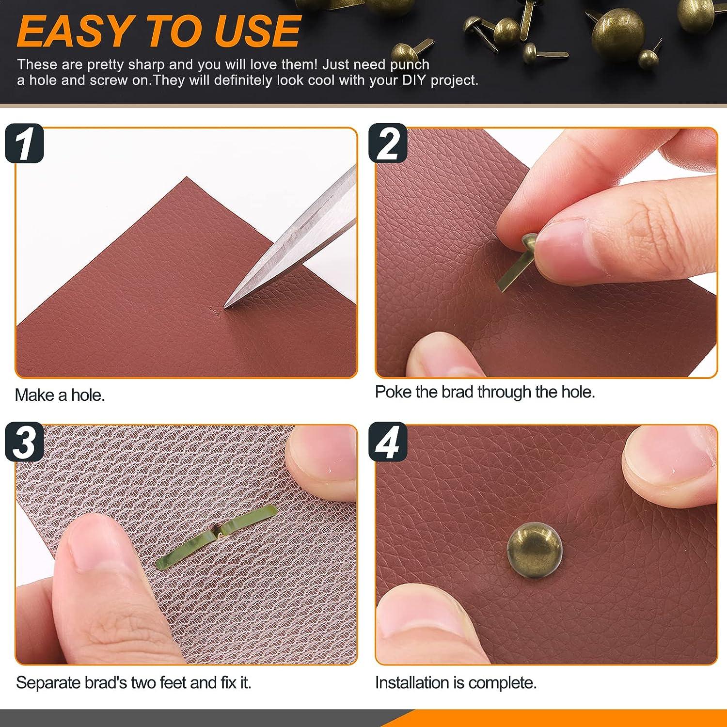 Rustark 500PCS 5 Sizes Bronze Paper Fasteners Round Brads Fasteners