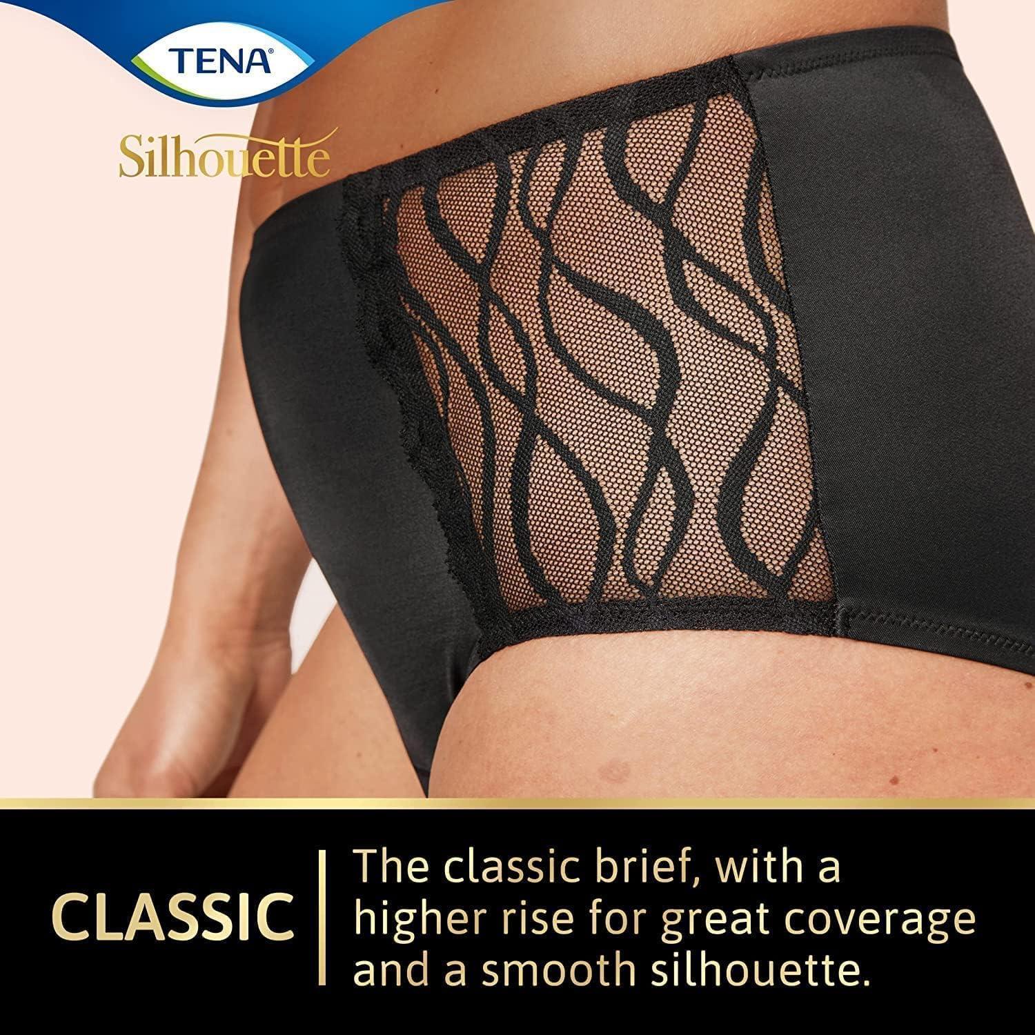 TENA Silhouette - Women's Washable Incontinence Pants - Soft and Stretchy -  Black - 3X Protection for Light Leaks Dry and Secure with Odour Control -  Pack of 1 Black Size S