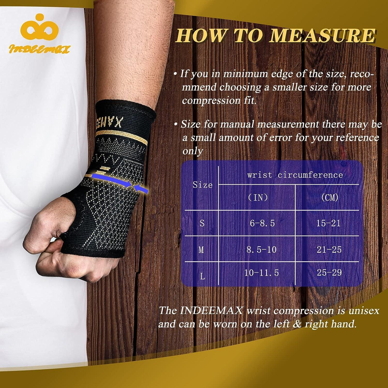INDEEMAX Copper Wrist Compression Sleeve 1 Pair, Comfortable Hand Brace  Support for Arthritis, Tendonitis, Sprains, Workout, Carpal Tunnel - Left &  Right - Women and Men : : Health & Personal Care