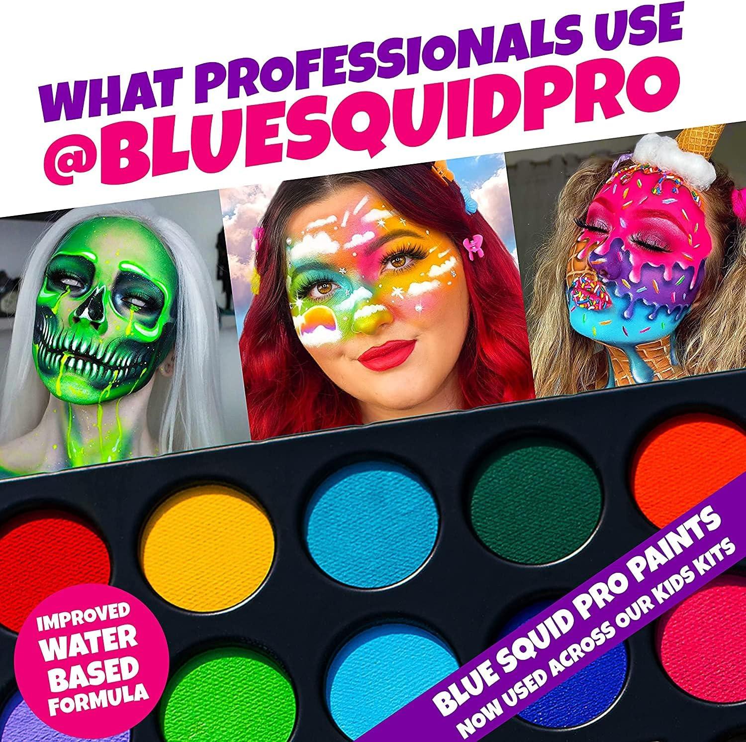 Blue Squid Face Paint Kit for Kids 12 Color Palette with 30+3