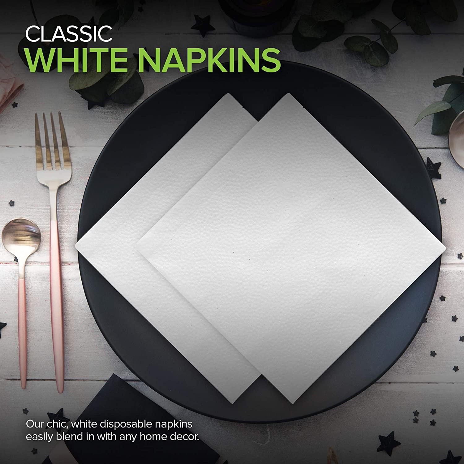 Stock Your Home 12 Inch Disposable Napkins 1 Ply White Dinner Napkins