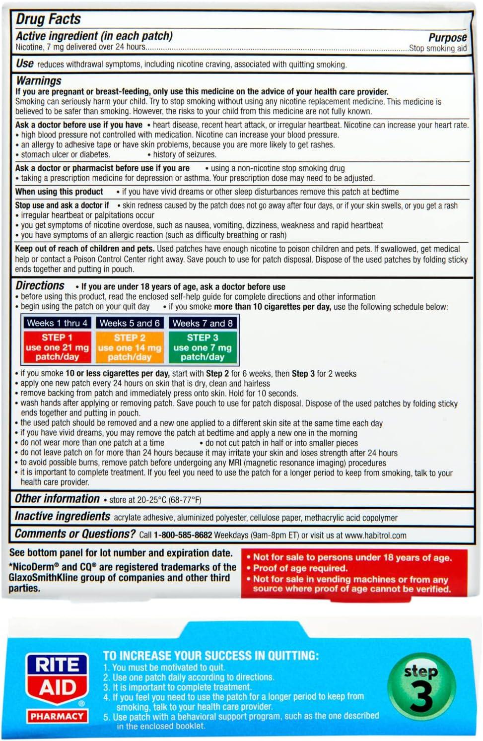 Rite Aid Nicotine Patches Step 3 7 mg Nicotine 14 Count Quit