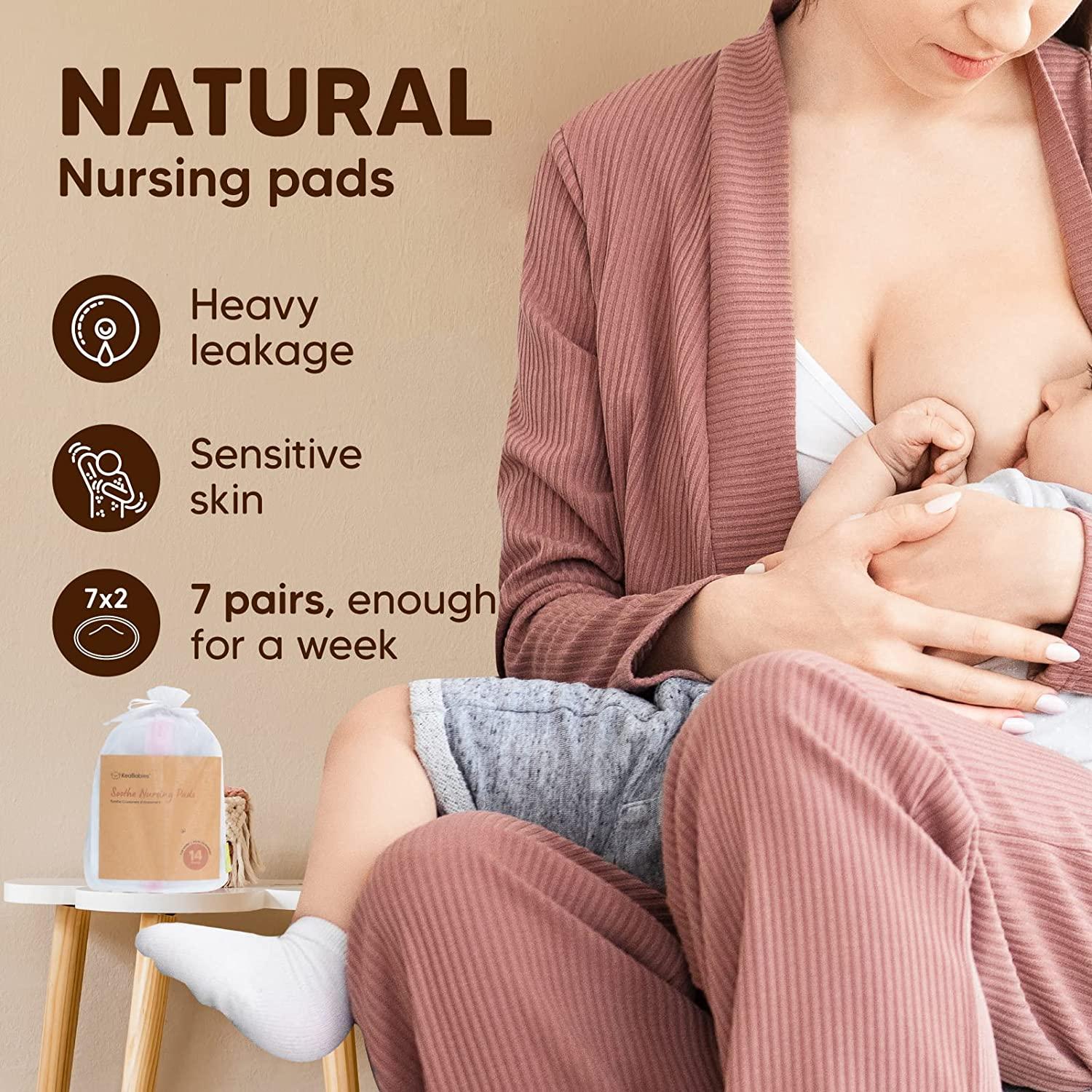KeaBabies 14pk Soothe Reusable Nursing Pads for Breastfeeding, 4-Layers  Organic Breast Pads, Washable Nipple Pads (Lovelle, Medium 3.9)