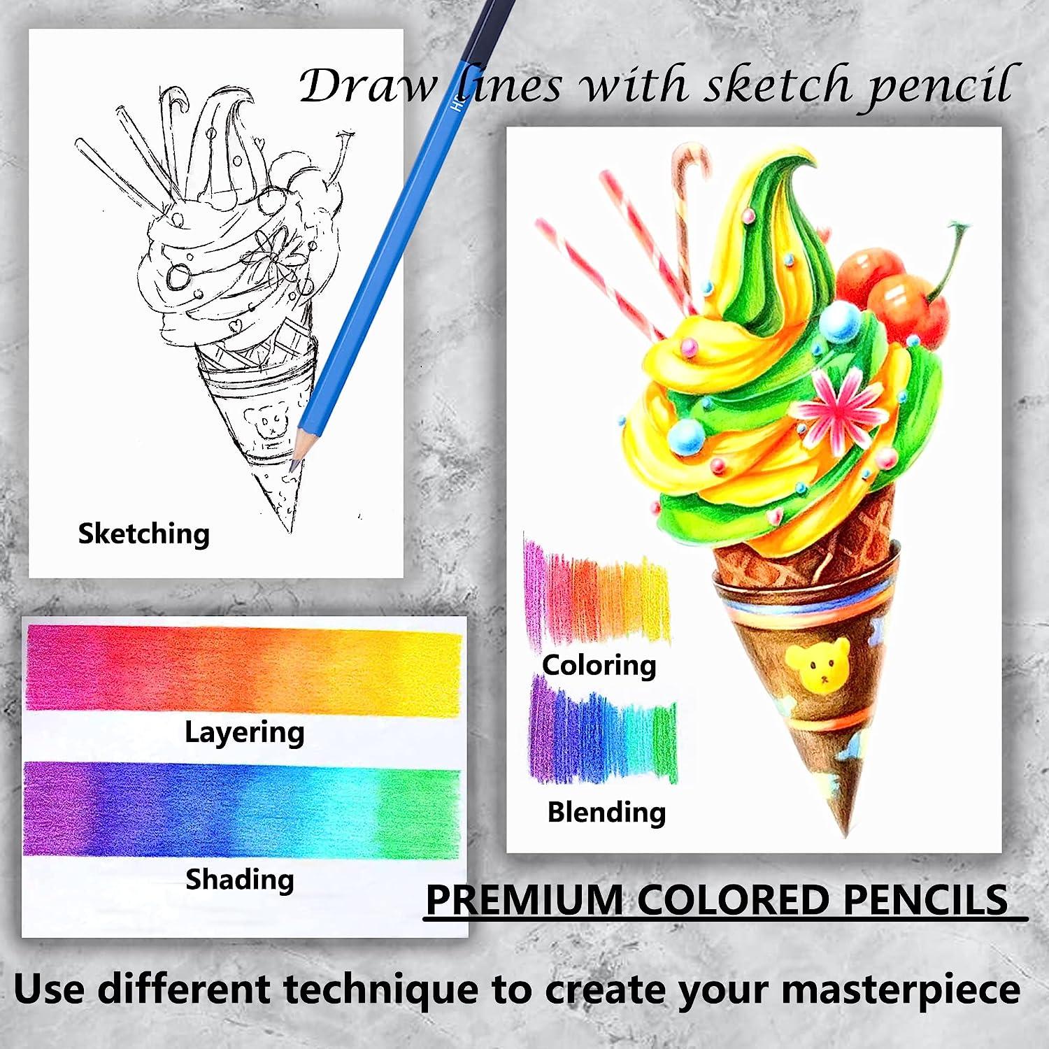 KALOUR 72 Count Colored Pencils for Adult Coloring Books, Soft Core