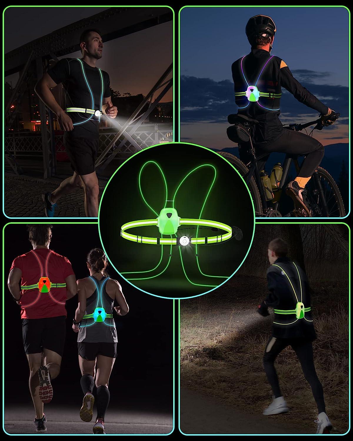 FIXEY AN Multicolor Running Lights for Runners, Rechargeable Reflective  Running Gear, Lightweight Running Vest for Walking and Cycling