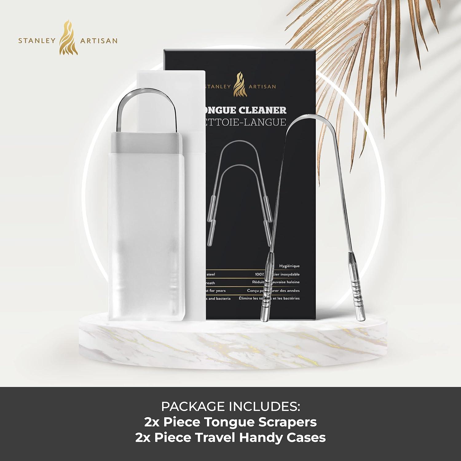 Stanley Artisan Tongue Scrapers Tongue Cleaner with 2 Pieces Travel