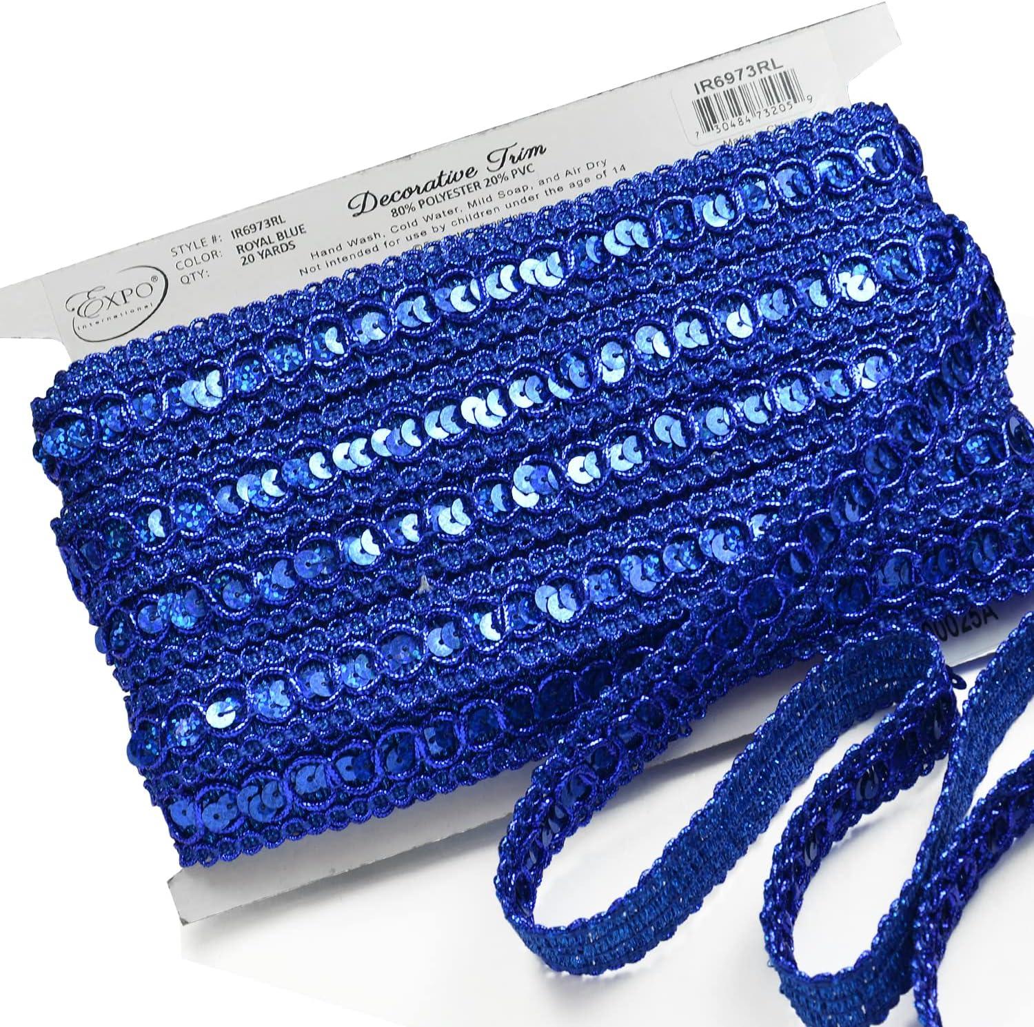 Trims by the Yard Trish Sequin Metallic Braid Royal Blue (10 Yard Cut