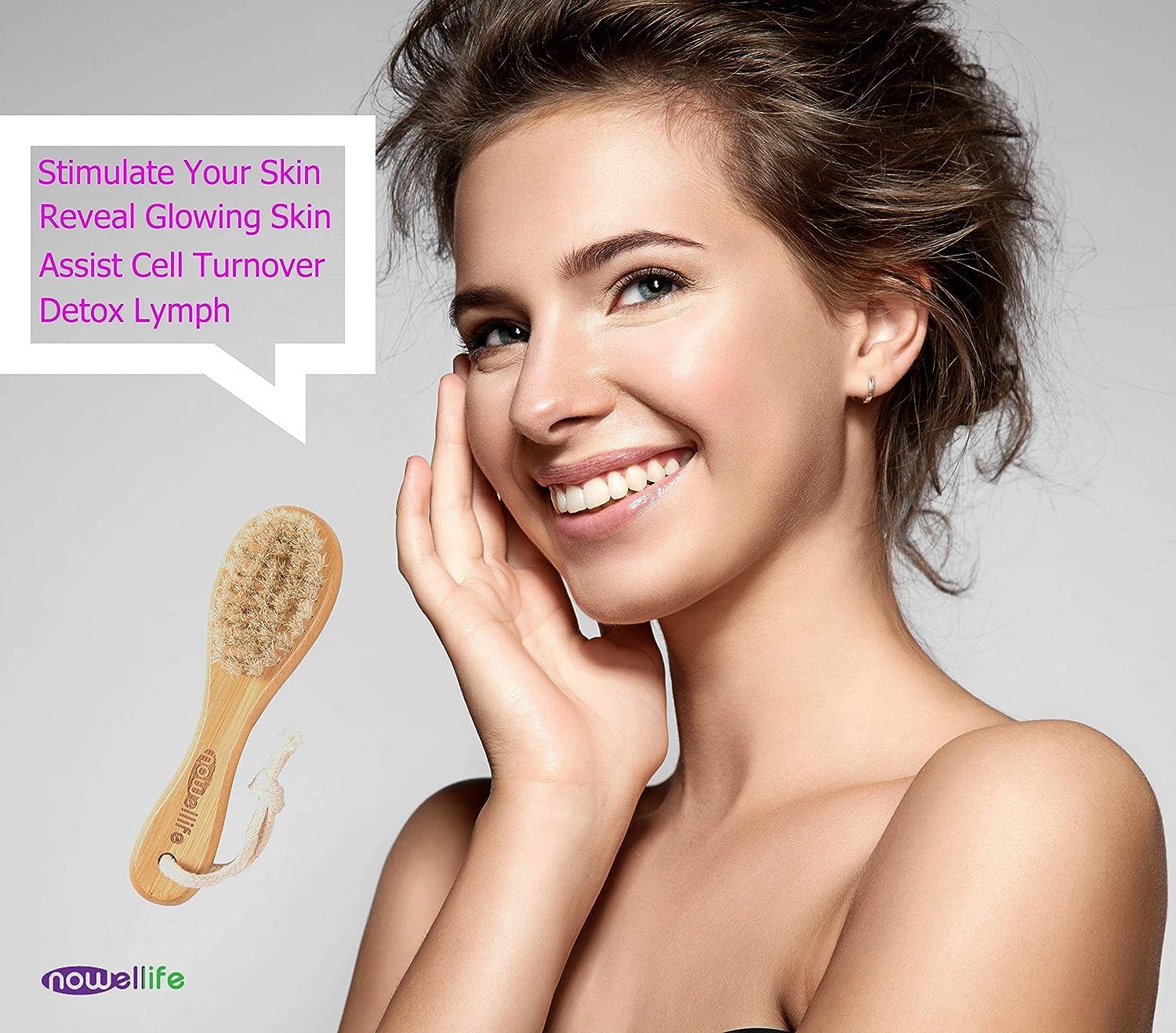 Bamboo Dry Brush Set for Body and Face Horse Bristles for Exfoliation