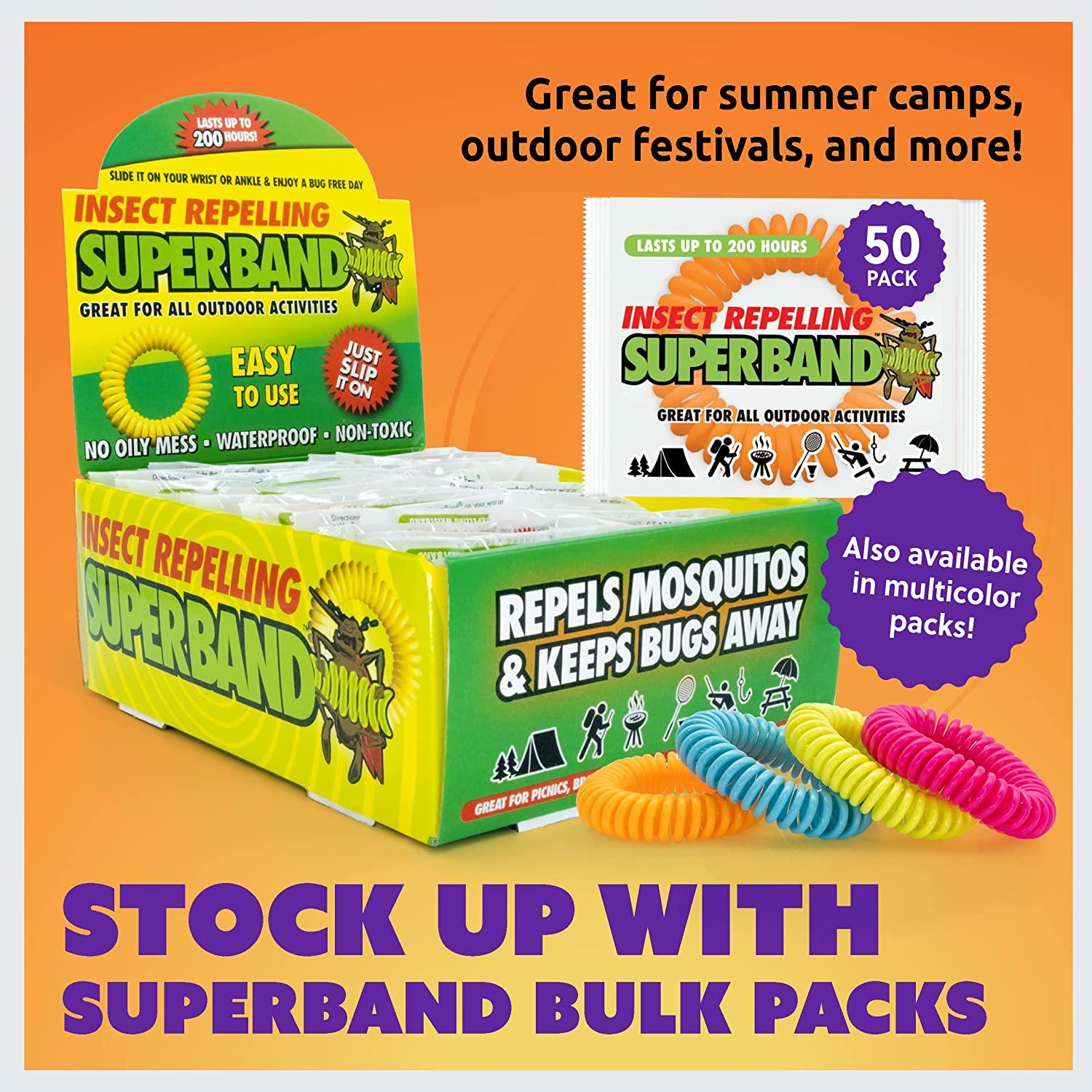 Superband Mosquito Repellent Bracelets for Adults & Kids - Pack of 50 -  Long Lasting, Natural Bug and Insect Repellent Bracelet - Waterproof,  Individually Wrapped, Deet-Free Bands - Yellow 1