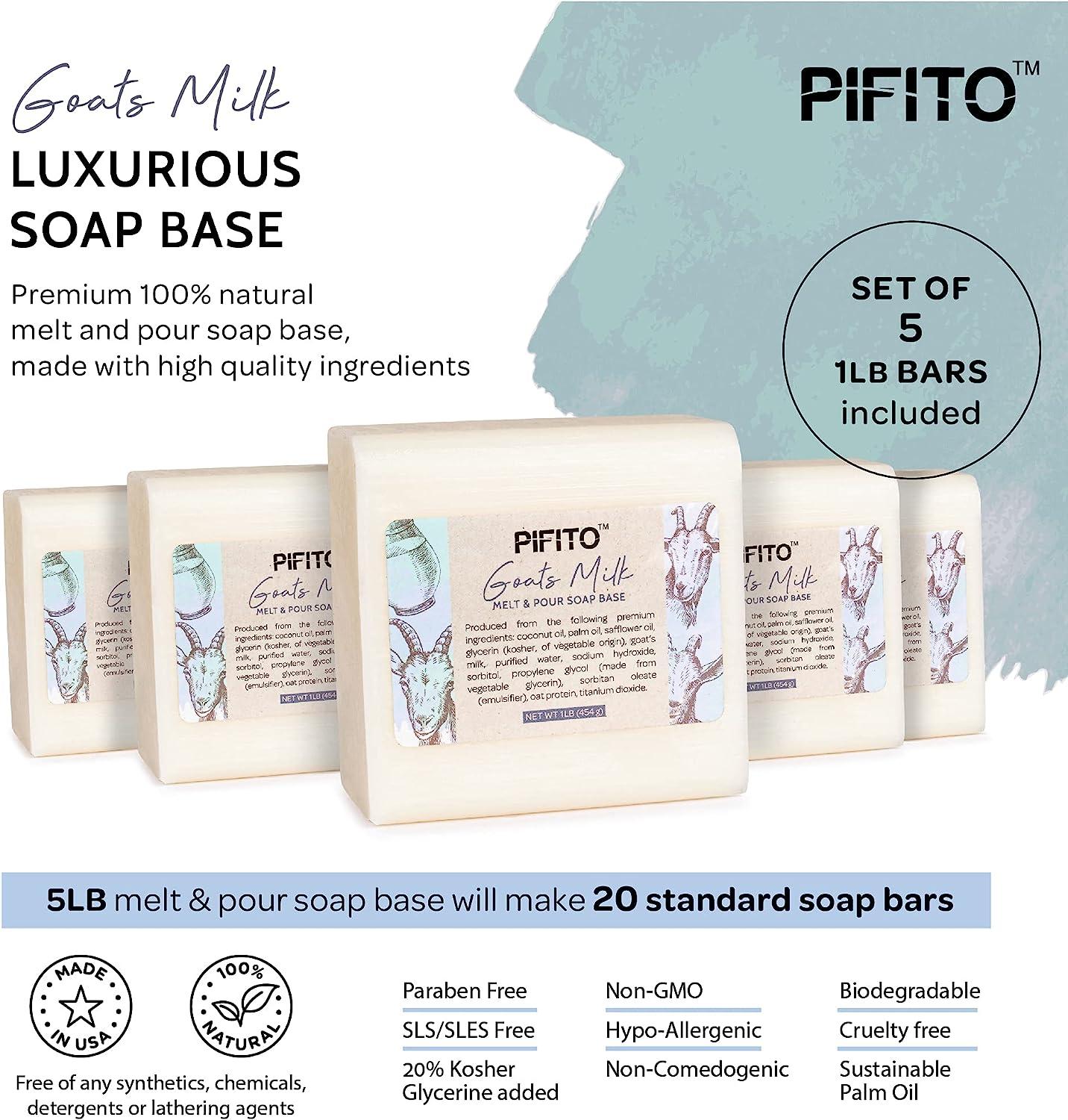 Pifito Goats Milk Melt and Pour Soap Base (5 lb) Bulk Premium 100% Natural  Glycerin Soap Base Luxurious Soap Making Supplies 5 Pound