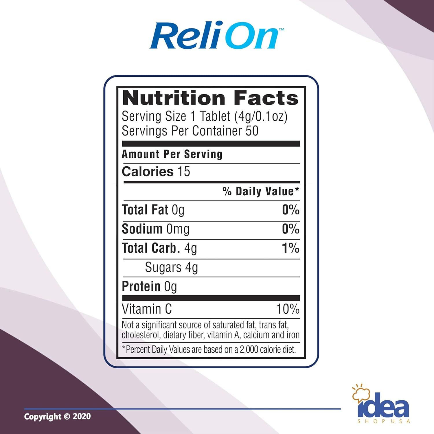 ReliOn Raspberry Glucose Tabs (2 Pack 100ct) +Diabetes Better Idea Guide