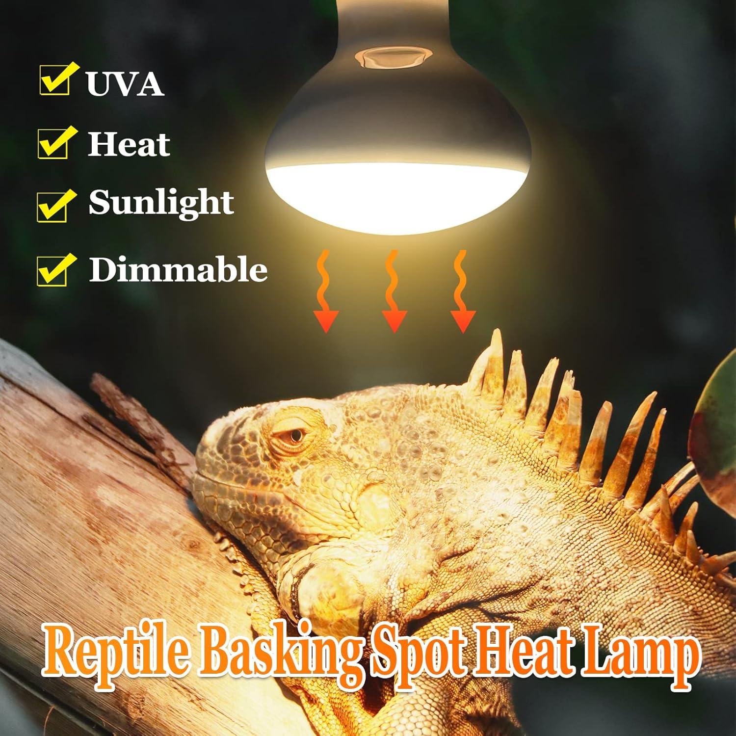 Basking Bulb 100W Reptile Heat Lamp 2-Pack UVA S For Bearded