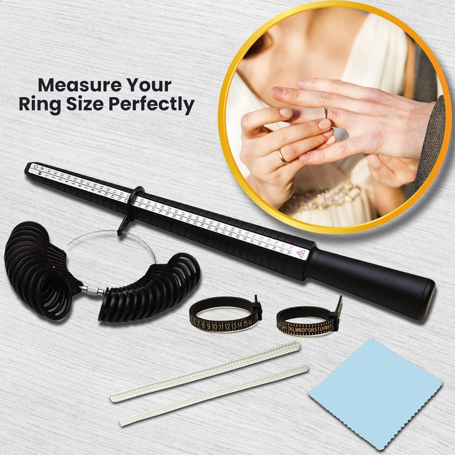 Premium Ring Sizer Measuring Tool Set Metal Ring Measurement Tool, Ring  Sizing Kit Jewelry Ring Finger Size Measurer A 
