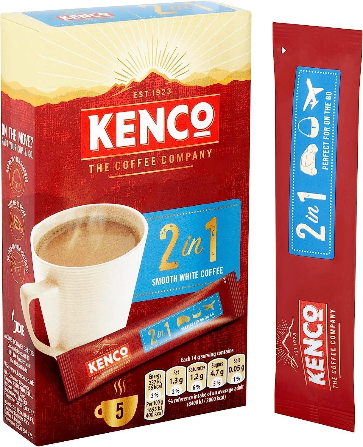 Coffee Bundle which Contains Kenco 2 in 1 Smooth White Instant Coffee