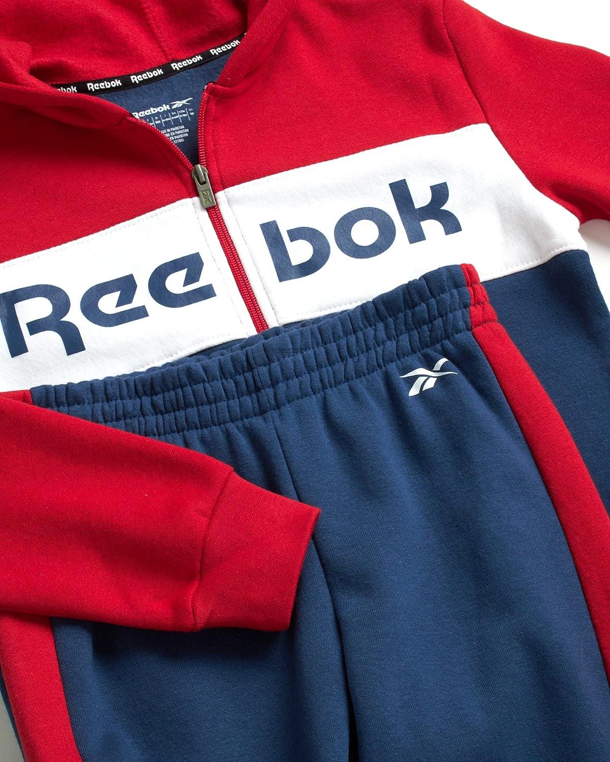 Reebok Boys Sweatsuit Active Fleece Zip Hoodie Sweatshirt and Jogger  Sweatpants (4-12) Vector Red 4