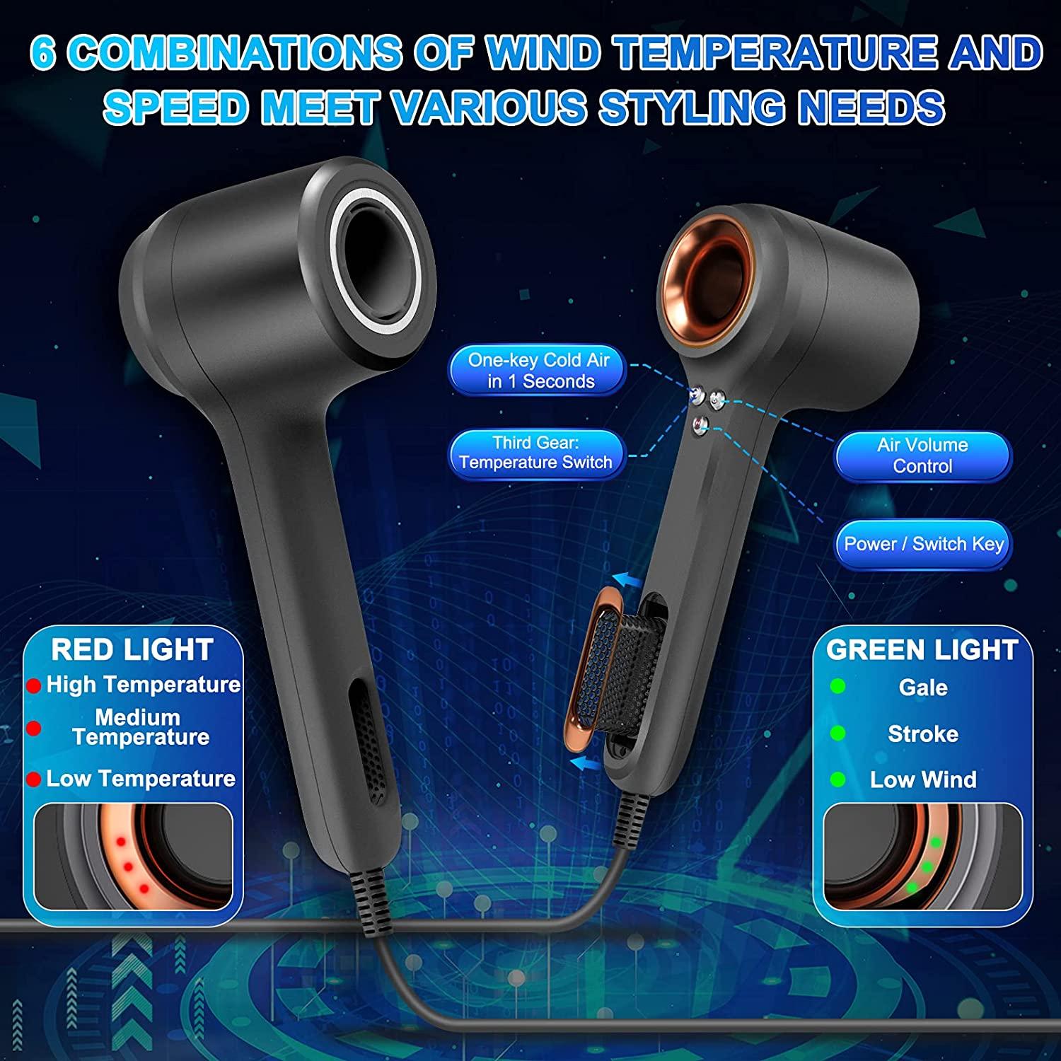 Professional Hair Dryer with Brushless Motor, Ionic Technology, Fast