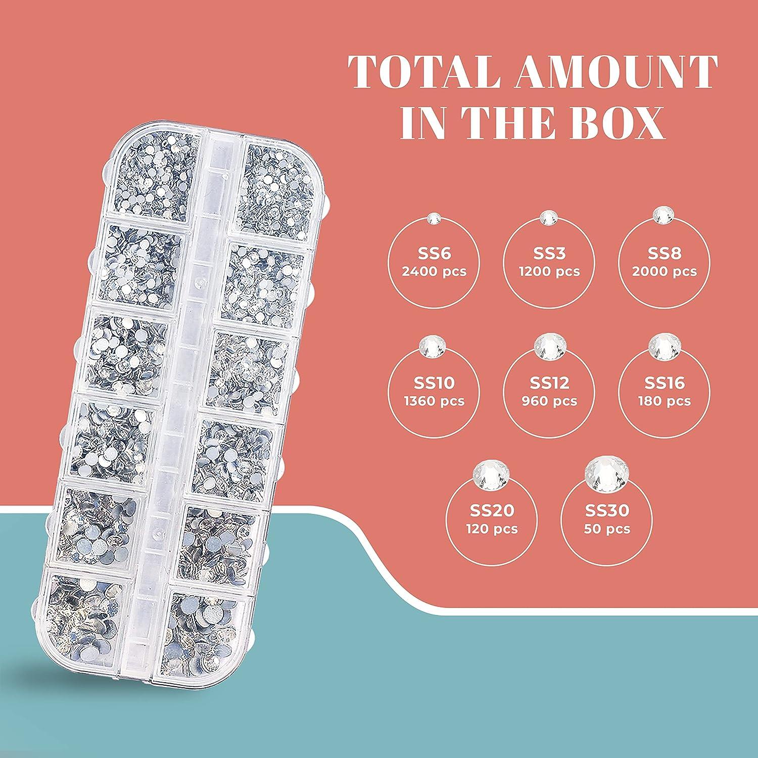 Alourity Rhinestones Set 8250 Pcs in 8 Sizes- Flat Back Rhinestones for  Crafts with 2 Storage Boxes 1 Tweezer & 1 Picking Pen Lead-Free & Easy to  Use- Perfect for Nails Shoes