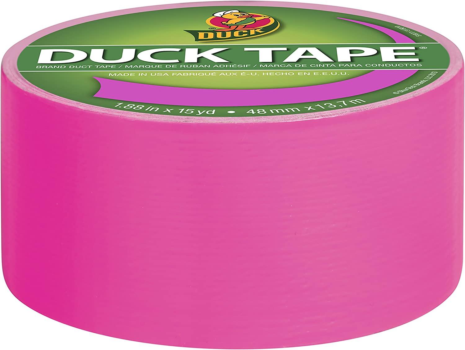 Duck Brand 1265016 Color Duct Tape, Neon Pink, 1.88 Inches x 15 Yards,  Single Roll Neon Pink Single Roll