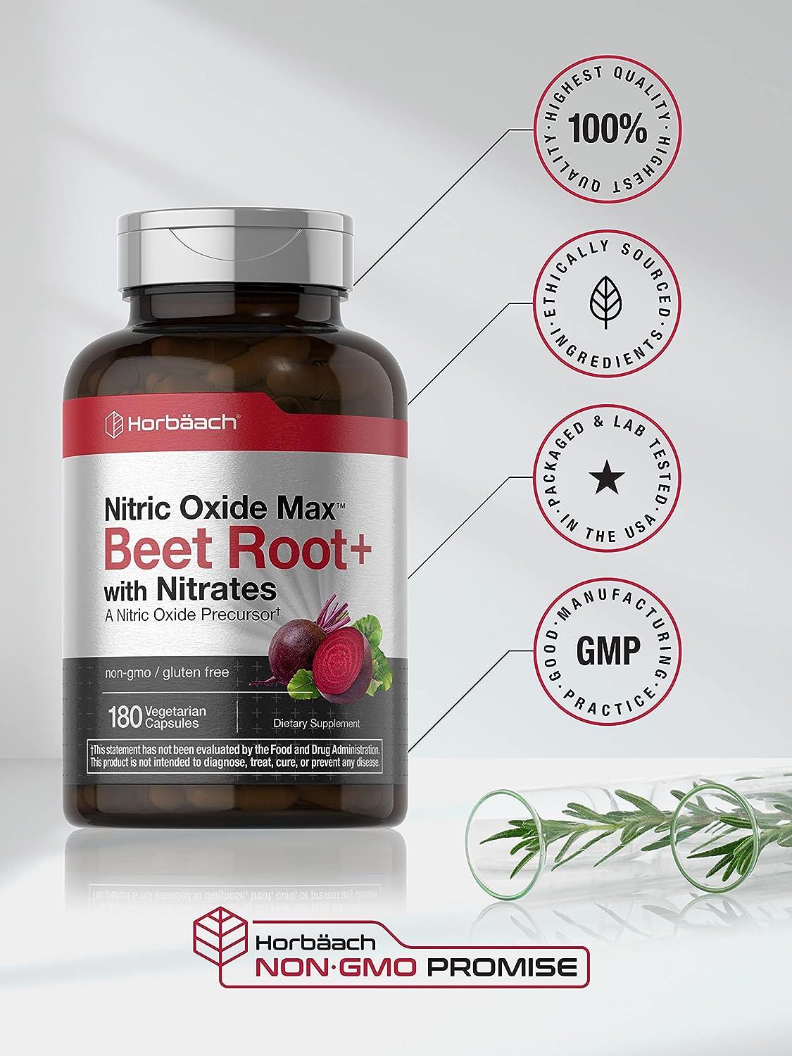 Beet Root Nitric Oxide Capsules 180 Count Nitrates for Nitric Oxide
