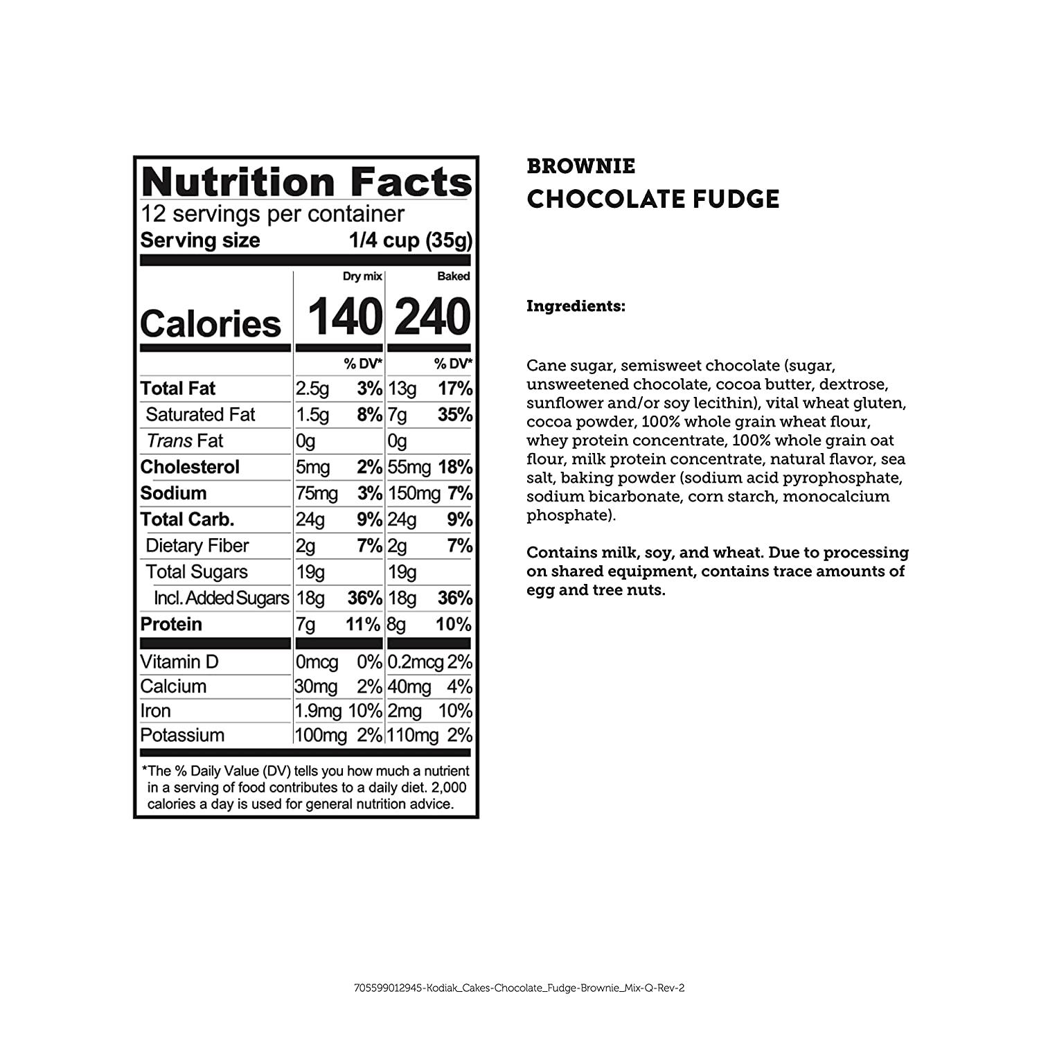 Kodiak Cakes Protein Brownie Mix 100 Whole Grains Chocolate Brownies Mix 8g Protein Per