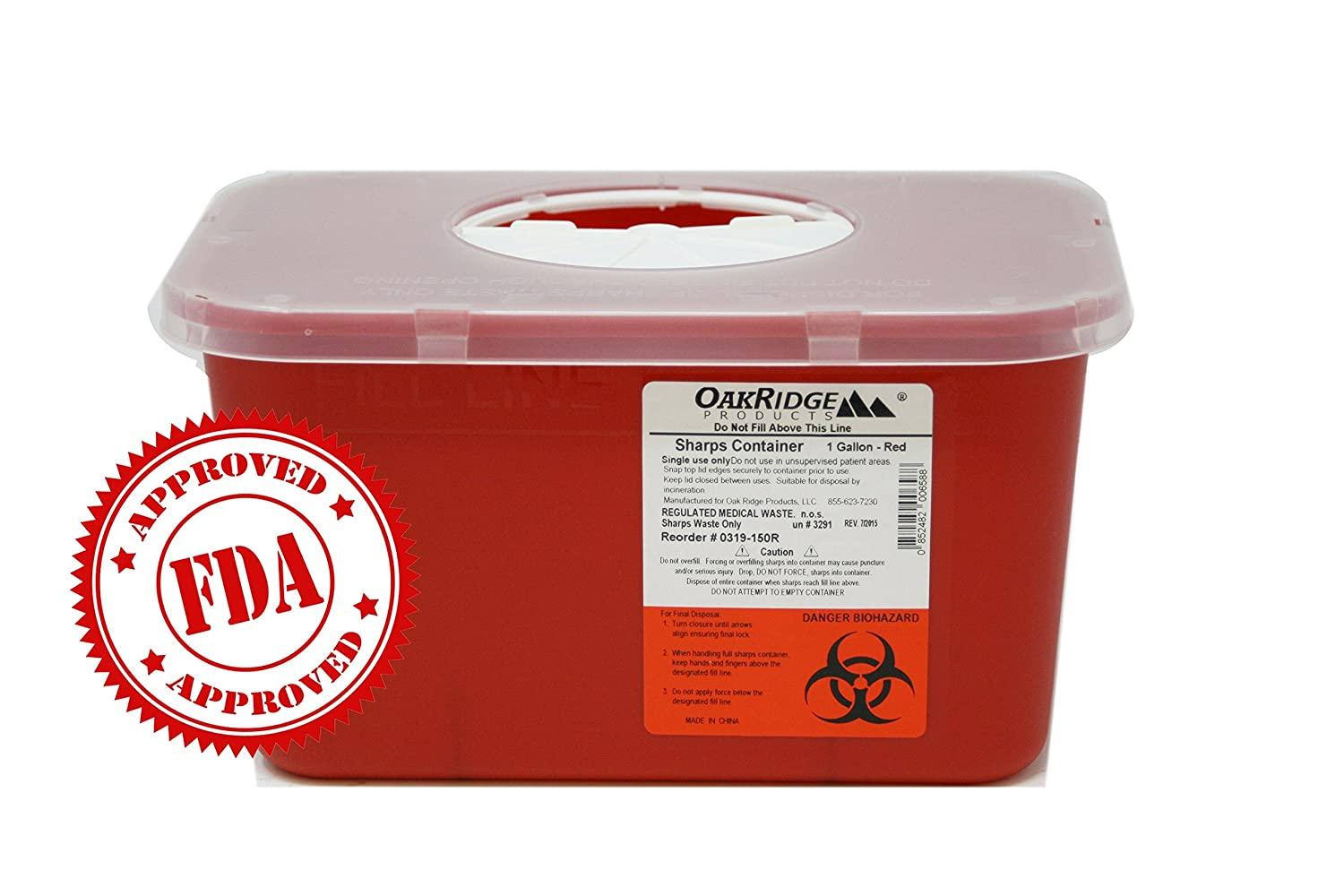 1 Gallon Size OakRidge Products Sharps Disposal Container Ideal for