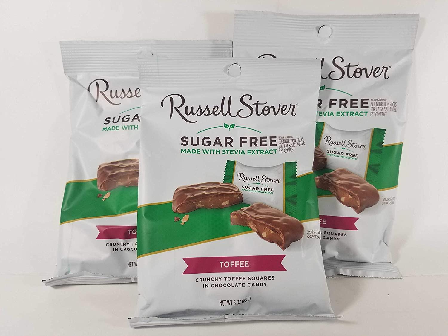 Russell Stover Sugar Free Toffee Squares 3oz Pack of 3 Delicious