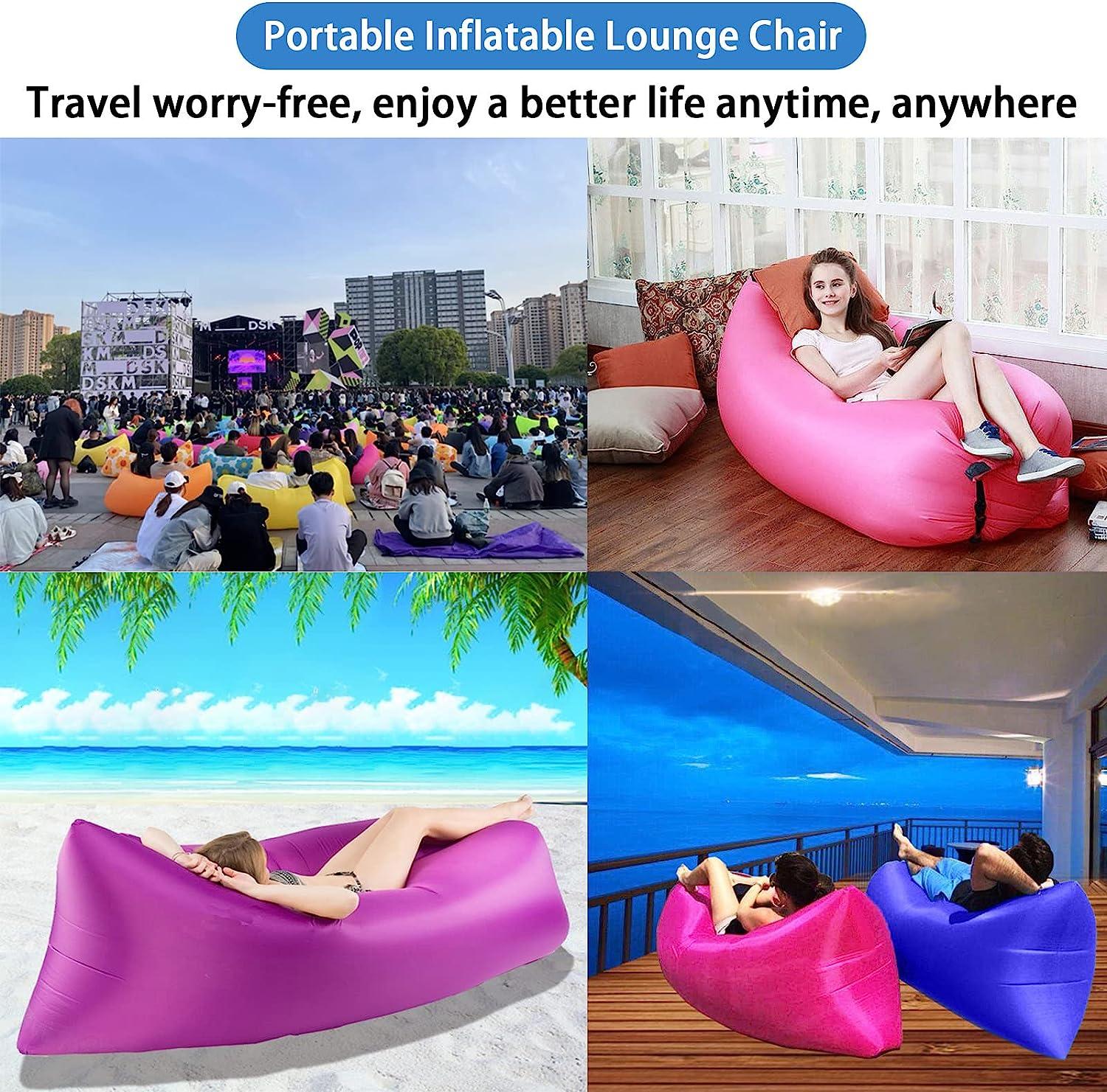 DERJLY Inflatable Lounger Inflatable Couch with Side Pockets and
