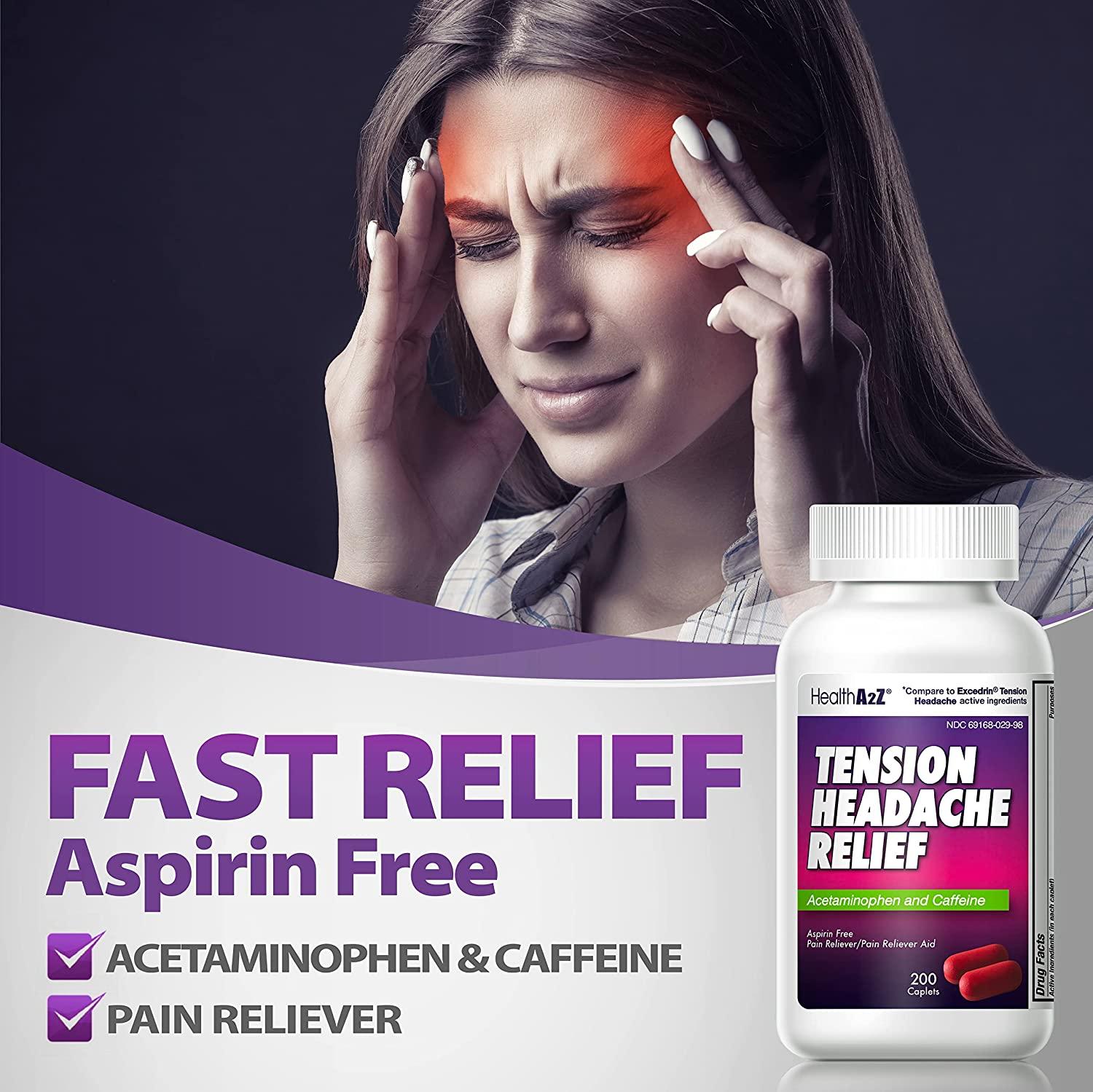 HealthA2Z Tension Headache Relief, Aspirin Free, Compare to Excedrin
