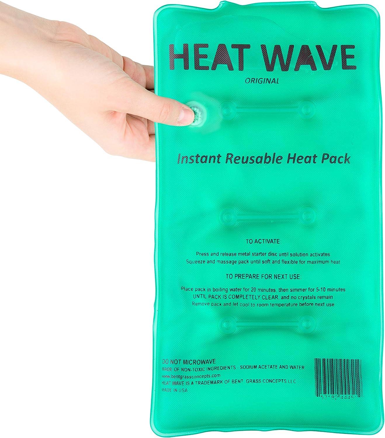 Made in USA HEAT WAVE Instant Reusable Heat Packs 2 Medium (5x9