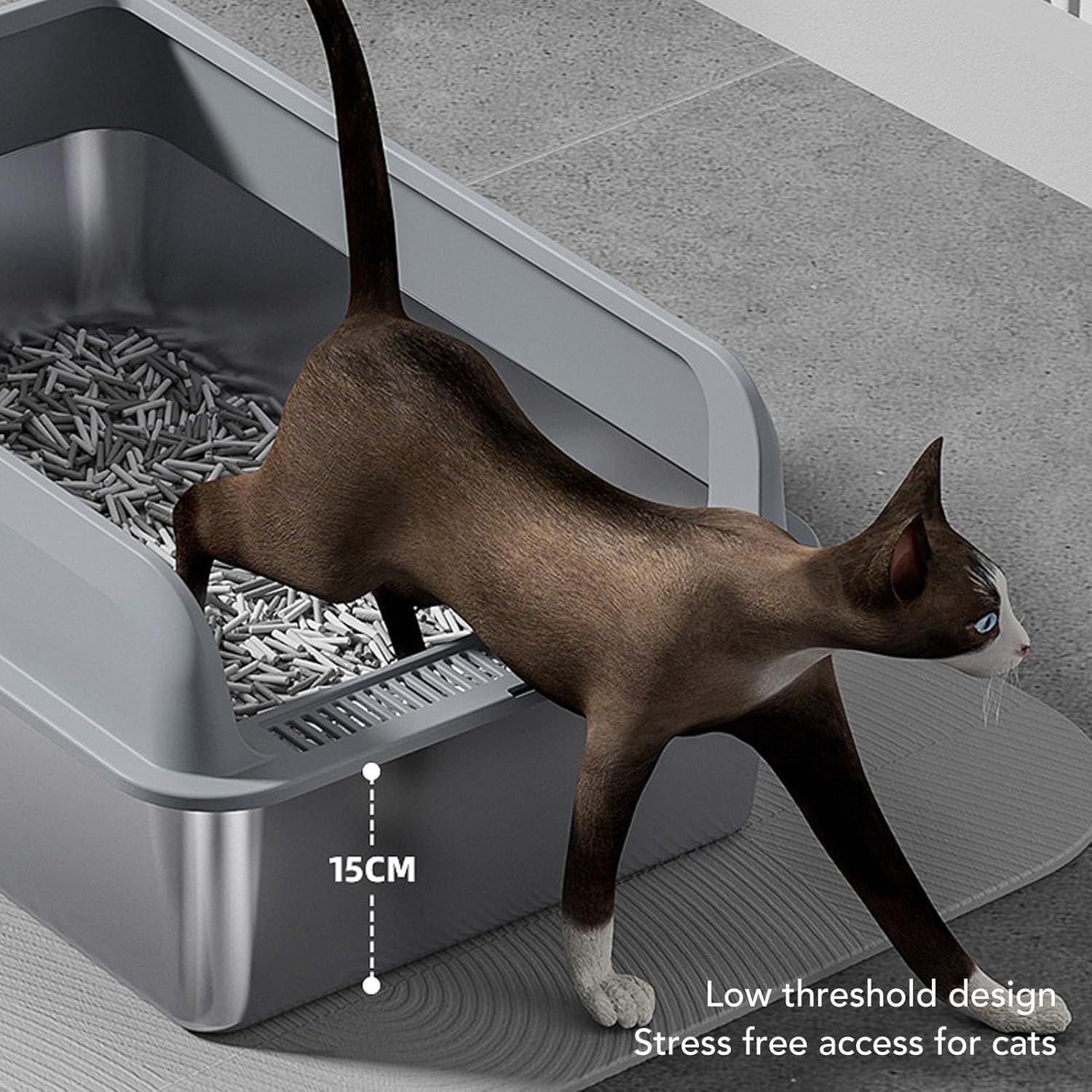 Stainless Steel Cat Litter Box with Lid Odor Control High Sides Metal Litter  Box Anti Urine