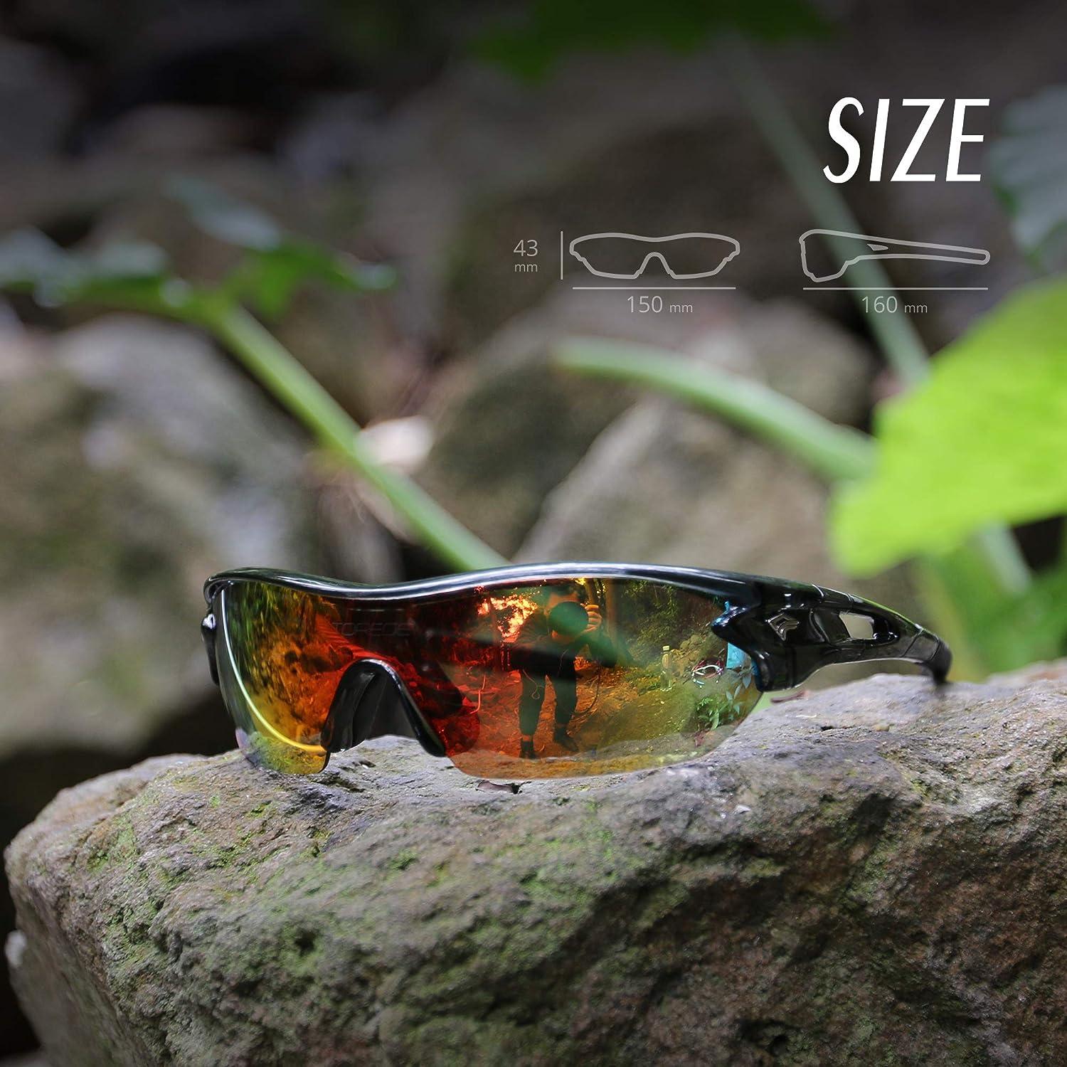 TOREGE Polarized Sports Sunglasses for Men Women Cycling Running Driving  Fishing Glasses TR002 Tr02-black&black&rainbow Lens