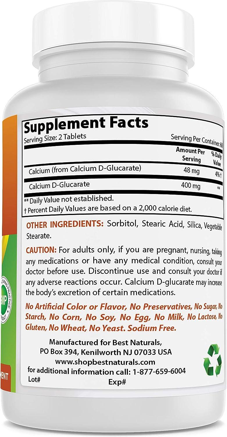 Best Naturals Calcium DGlucarate 200mg 120 Tablets Supports