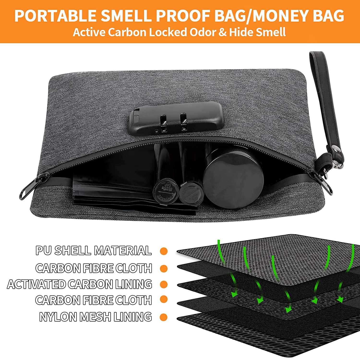 Black Smell Proof Bag with Combination Lock Odor Proof Stash with