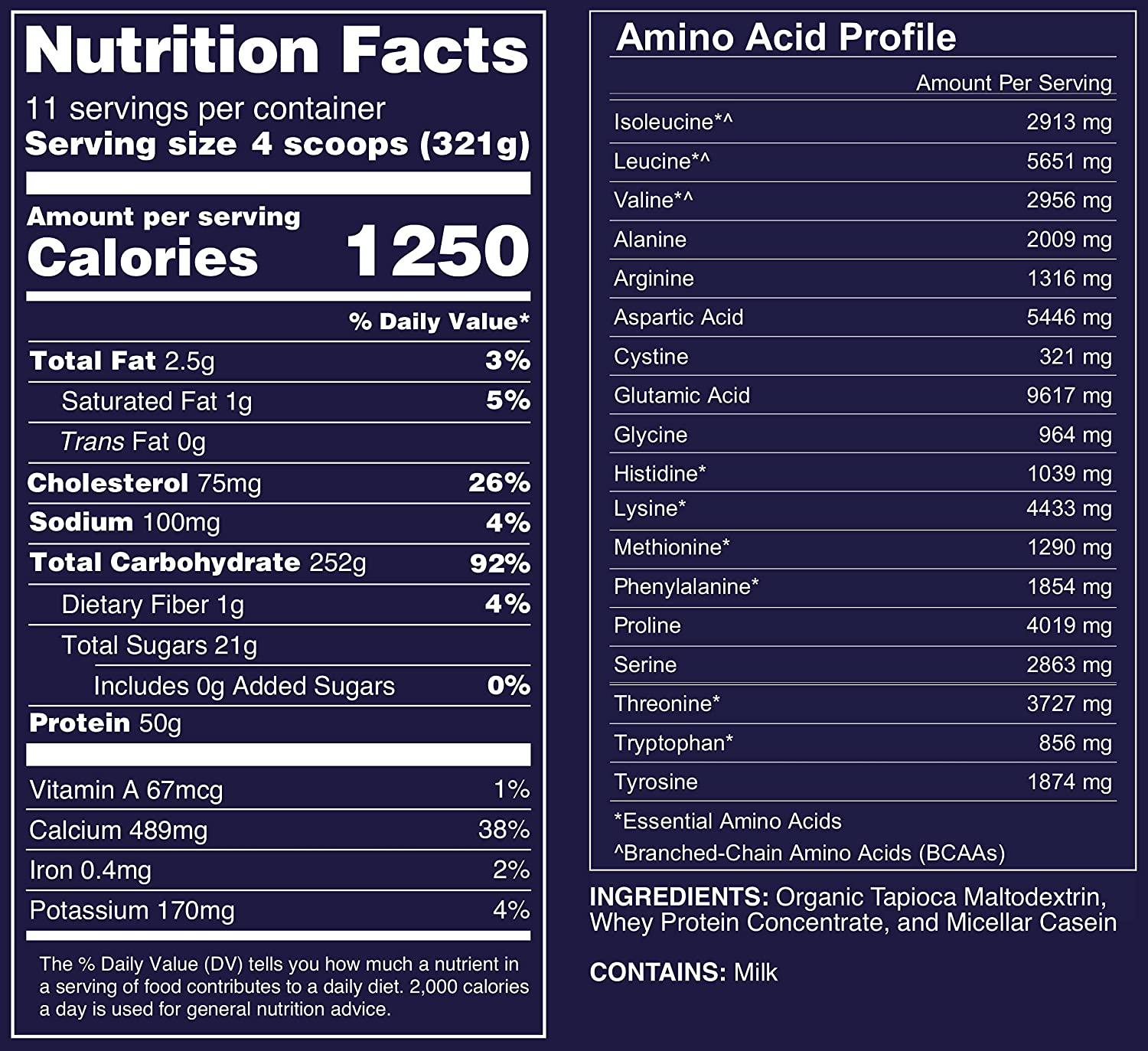 Naked Mass Natural Weight Gainer Protein Powder 8lb Bulk GMO Free