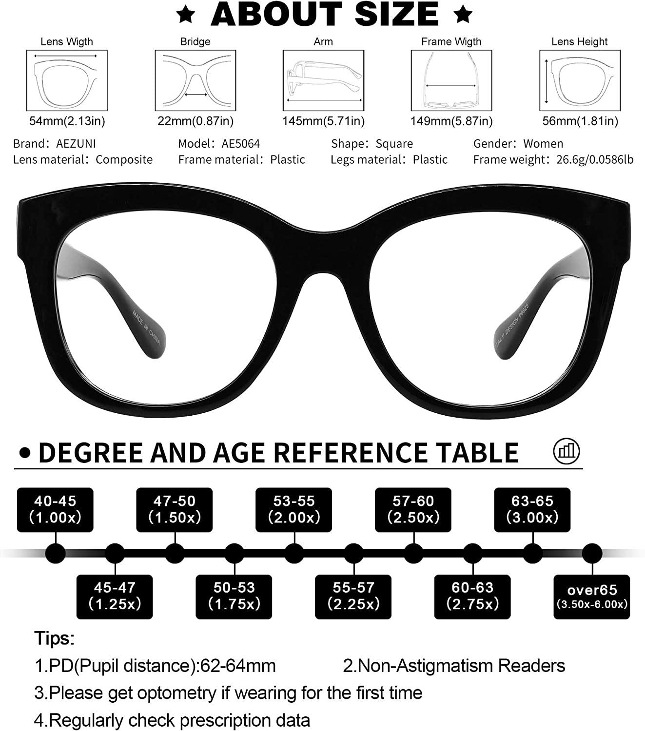 AEZUNI Oversized Reading Glasses for Women Large Readers in