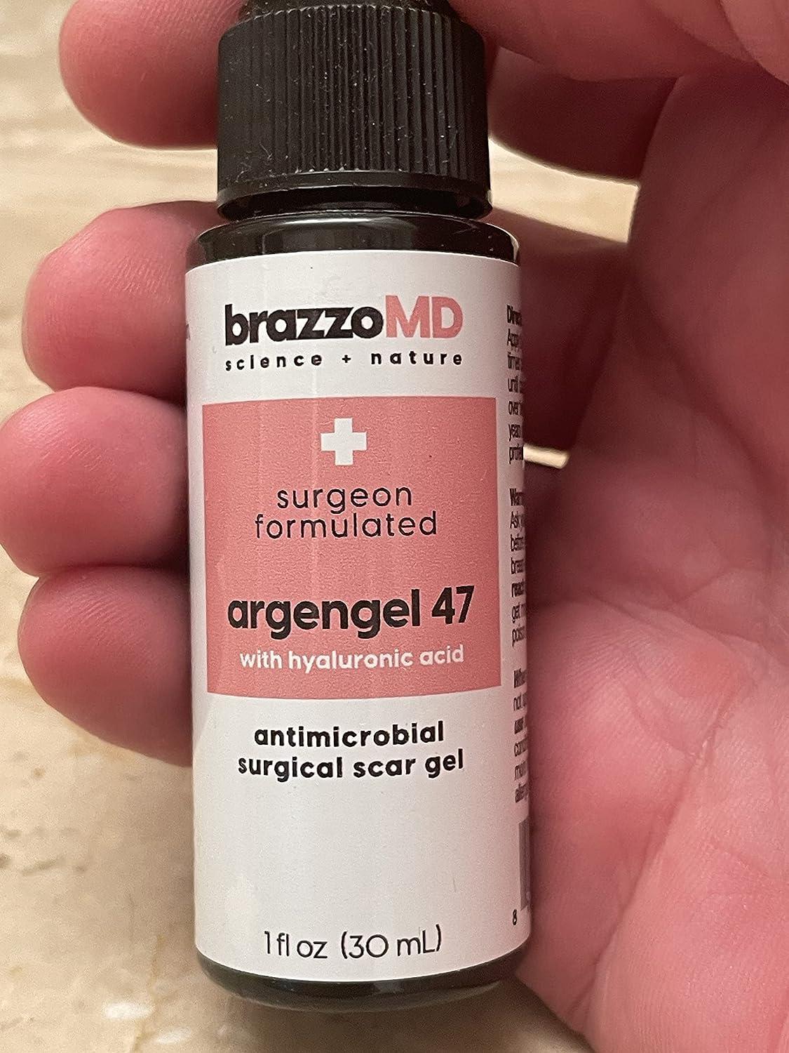 brazzoMD Argengel 47 with Hyaluronic Acid Surgical Scar Gel 1.0 oz Plastic  Surgeon Developed Natural Antiseptic Designed to Reduce the Appearance of  Scars and Accelerate Healing