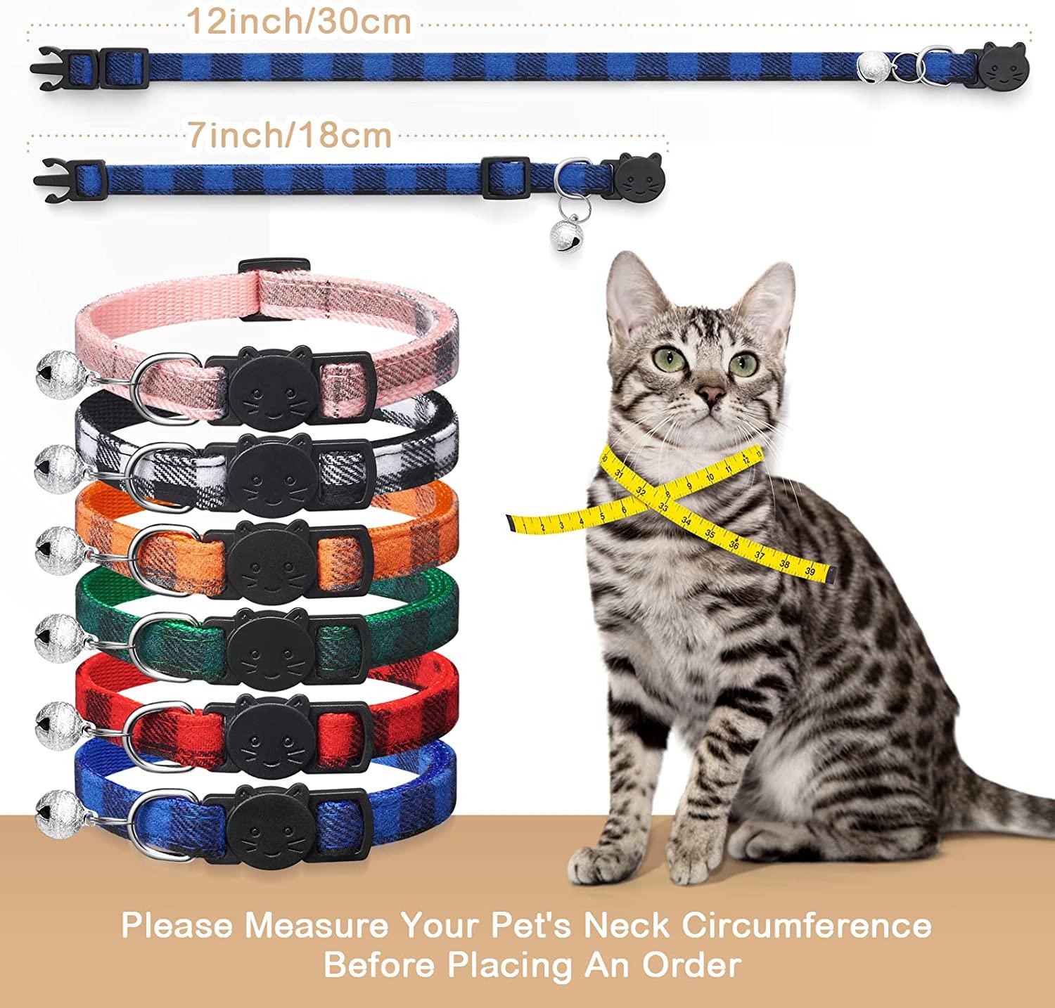 Extodry Pack Plaid Cat Collars with Bells Breakaway Kitten