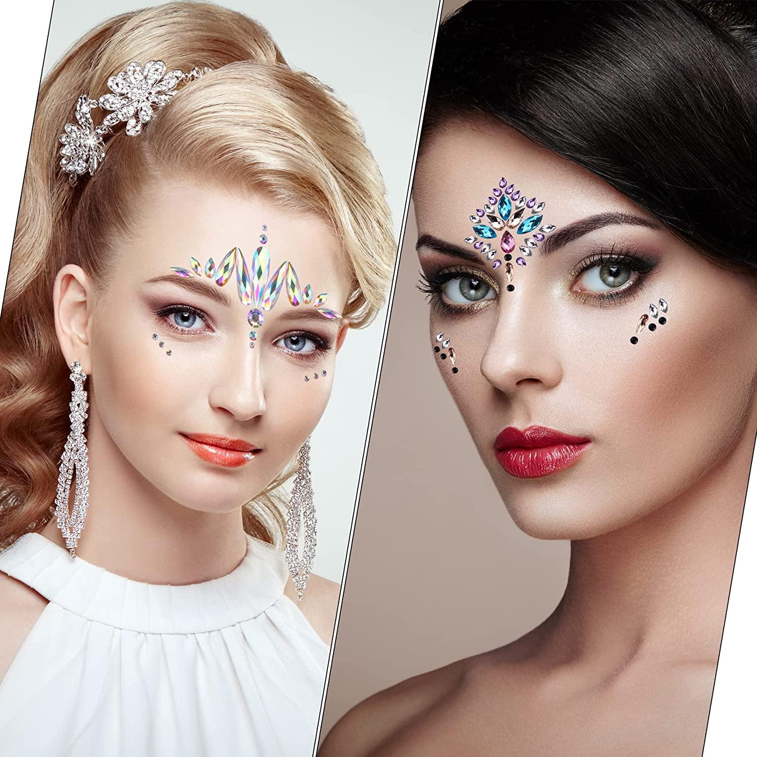 8 Sets Face Gems Mermaid Face Jewels Stick On Crystal Rhinestone