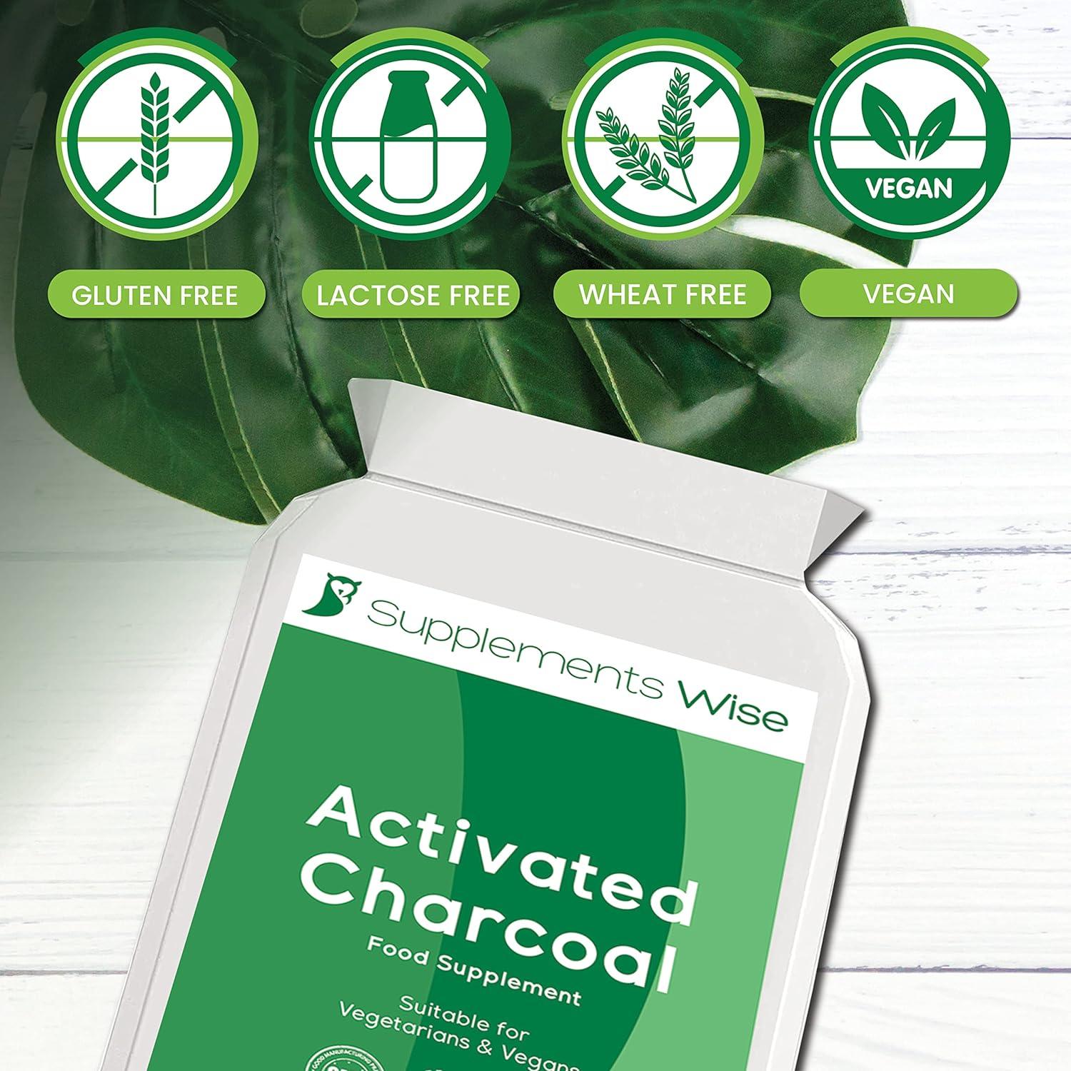 120 x 300mg Activated Charcoal Capsules for Flatulence Relief Pure Coconut Charcoal Tablets