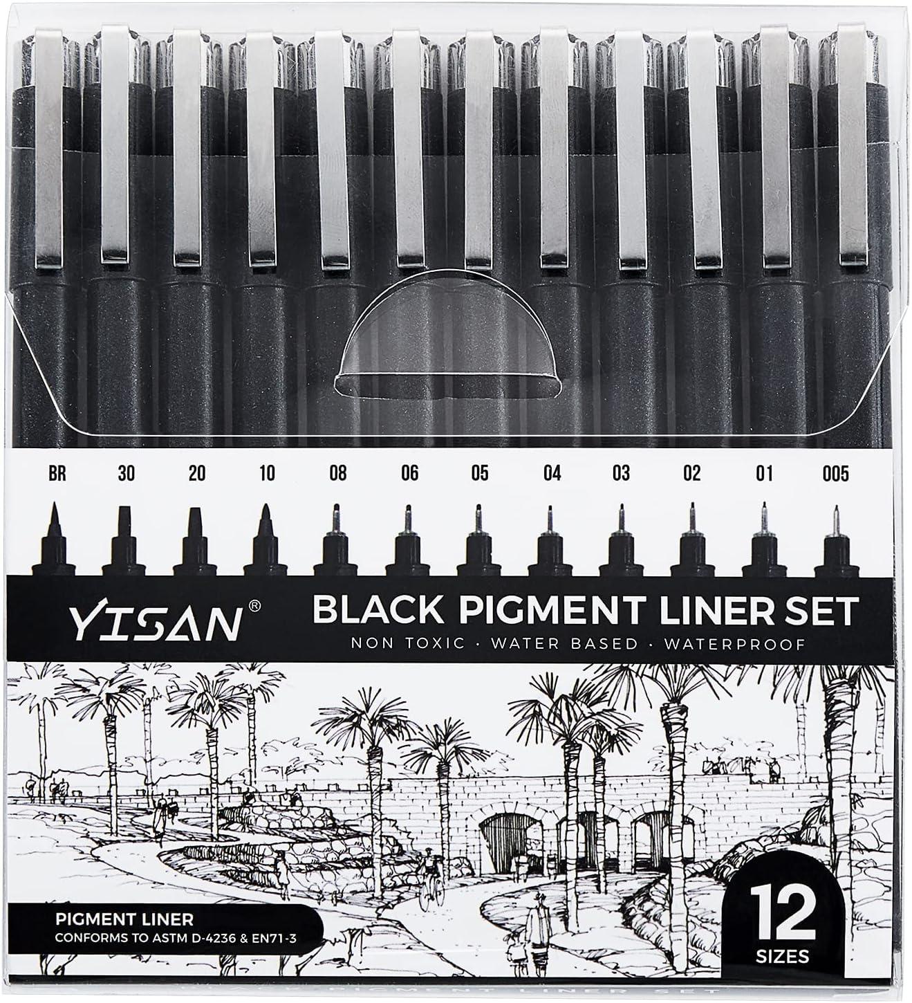 Yisan Black Drawing Pens,8 Size Art Pens Set,Fineliner Ink Pens,Manga Pens,for Sketching,Technical Drawing,70313