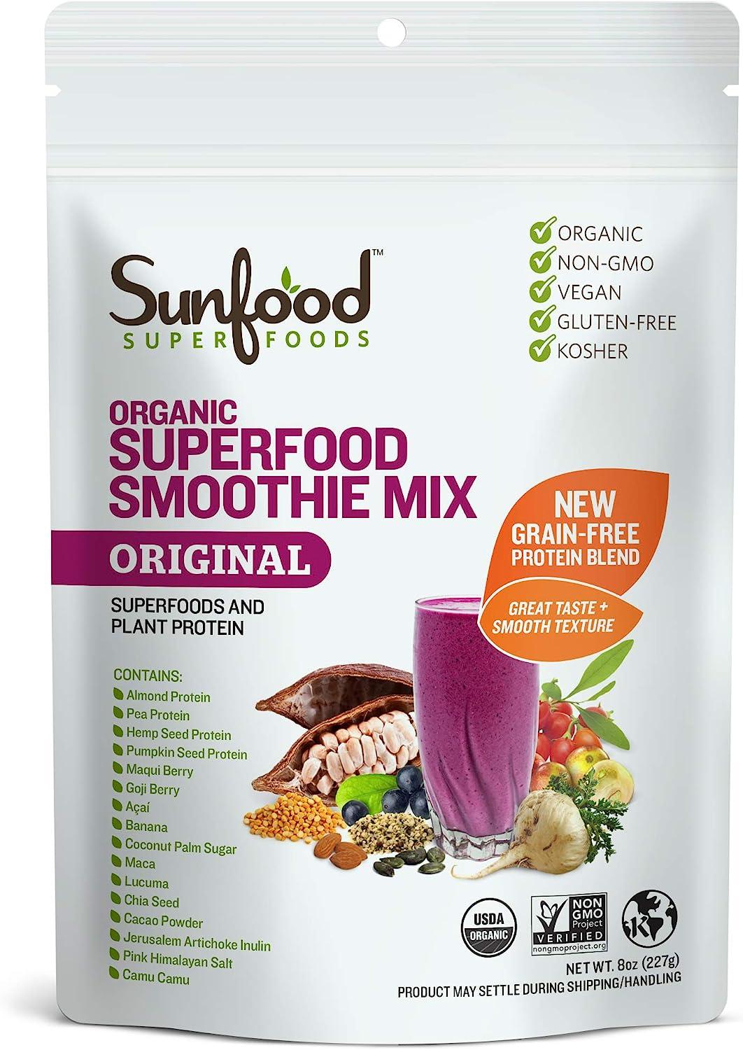 Sunfood Organic Superfood Smoothie Mix Original Flavor 8 oz Bag