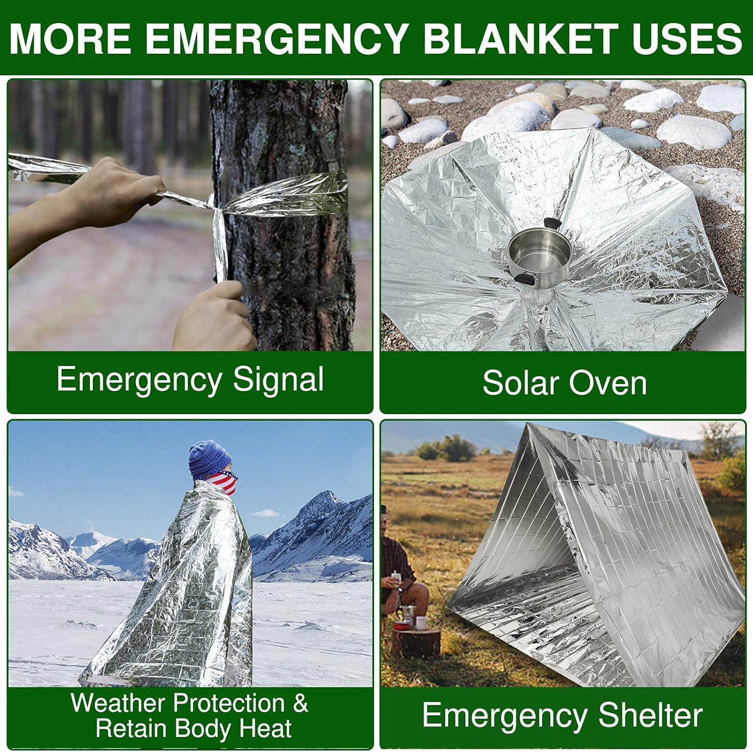 Emergency Blankets for Survival Gear and Equipment x4 Mylar