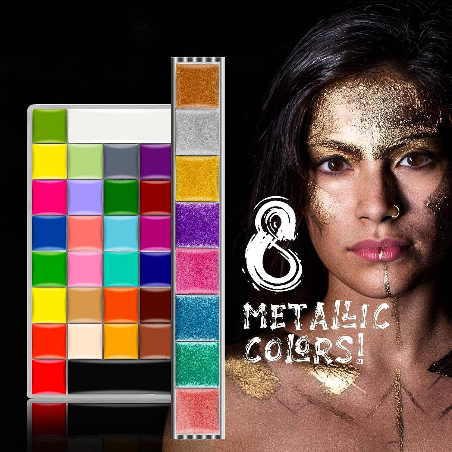 CCbeauty 36 Colors Face Paint,Professional Face Painting Kit,Neon
